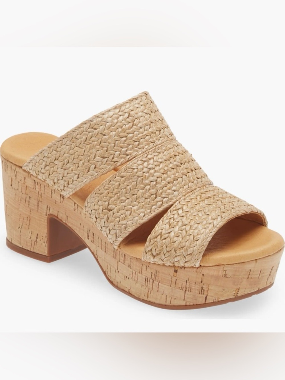 Chocolat Blu Woven Raffia Gusto Platform Slide Sandals Size 8.5 Natural